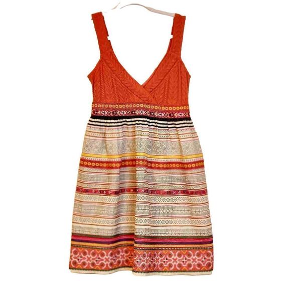 Free People! Nordic Folk Art Dress Embroidered Beaded Sweater Knit Strapless - Picture 3 of 9